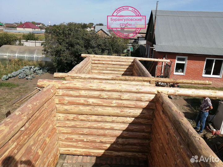 Срубы бань 5х4 с выносом под террасу 2м