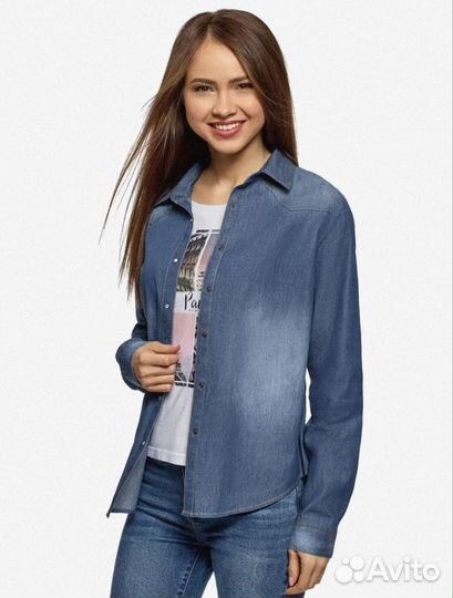 Джинсовая рубашка женская, 42 размер