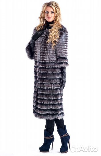 Меховое пальто из чернобурки модель 