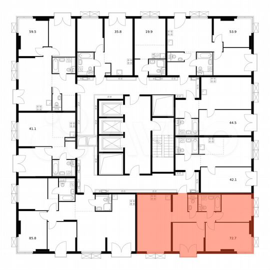 3-к. квартира, 72,7 м², 23/23 эт.