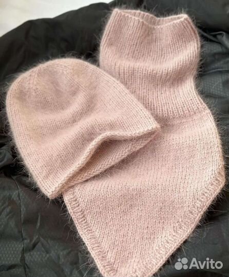 Шапка Бини и снуд уголок из пуха норки