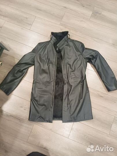 Кожаная куртка с натуральным мехом