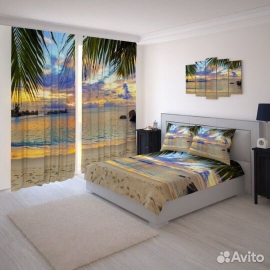 Набор:шторы+тюль+покрывало