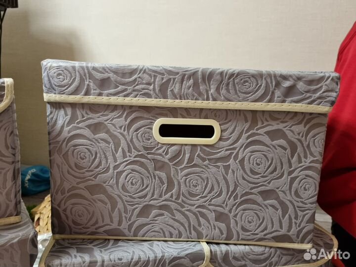 Коробки боксы для хранения с рисунком серые