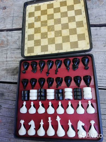 Дорожные мини шахматы +шашки СССР 
