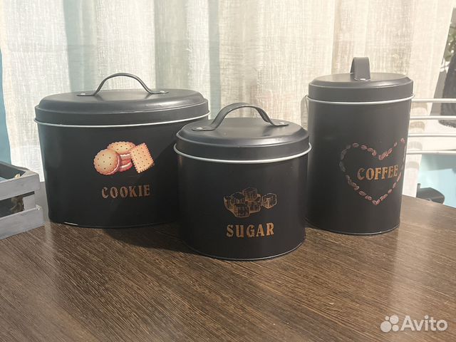 Банка жестяная для сыпучих продуктов (3шт) купить в Красноярске с ...