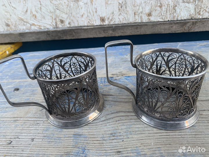 Подстаканник скань мельхиор СССР 2 штуки