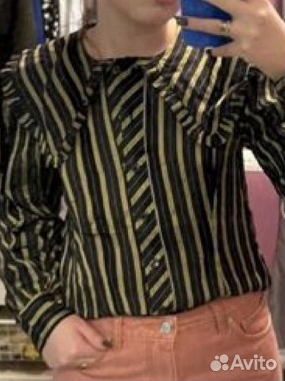 Ganni блуза с отложным большим воротником 44