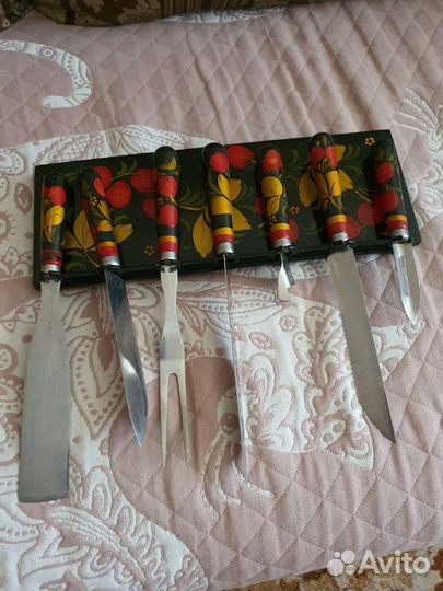 Набор кухонных ножей СССР Хохлома ретро