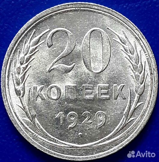 20 копеек 1929 яркий штемпельный блеск