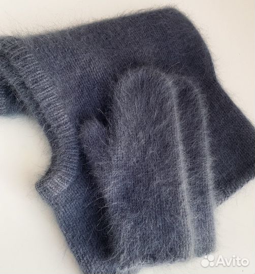 Капор (капюшон), варежки, повязка из пуха норки