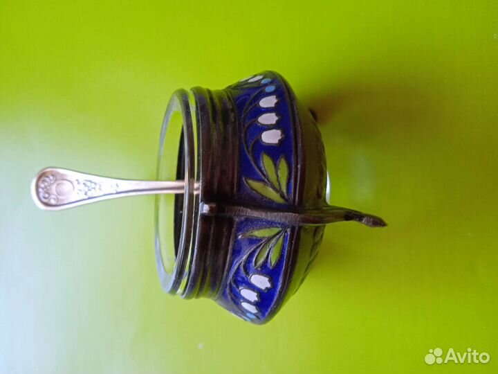 Солонка серебро с эмалью