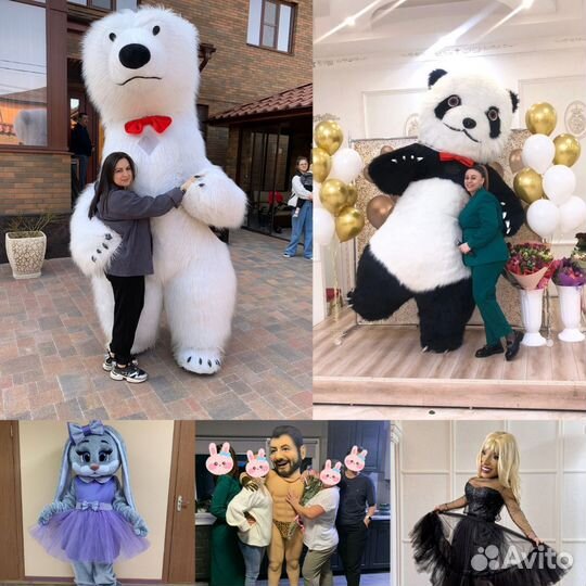 Белый Мишка, Чебураш, Панда, Зайка аниматор