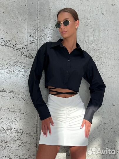 Укороченная рубашка с завязками