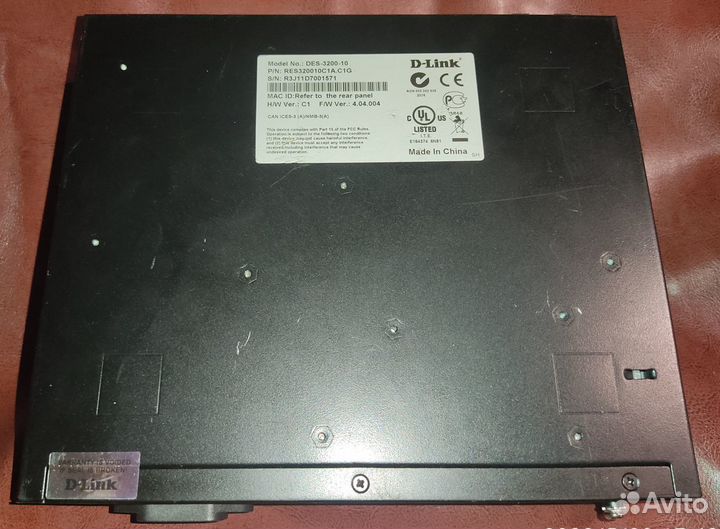 Коммутатор d-link des-3200-10/C1