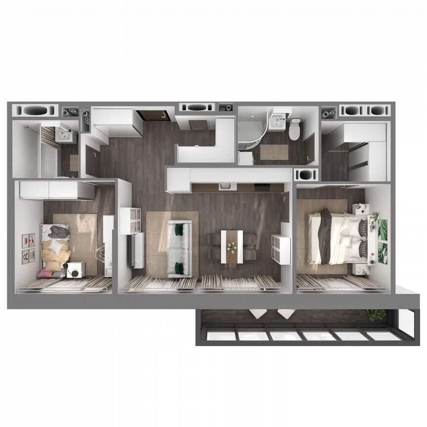 2-к. квартира, 63,7 м², 16/23 эт.