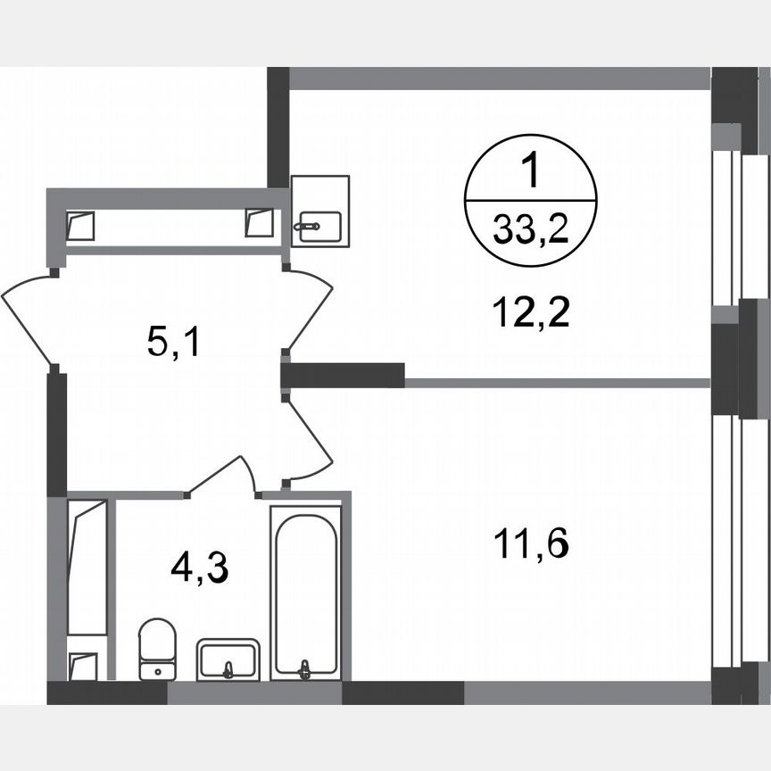 1-к. квартира, 33,2 м², 18/20 эт.