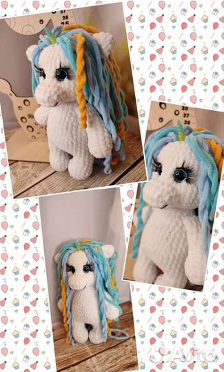 Единорожка Искорка. Мягкая игрушка. Ручная работа