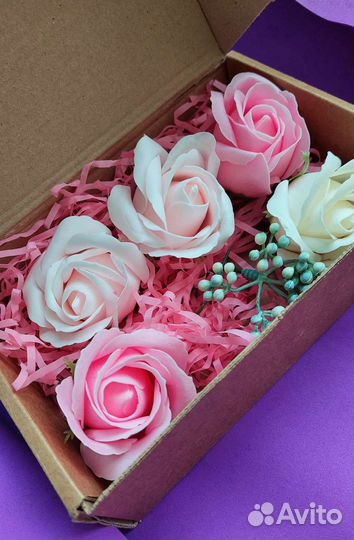 Мыльные розы в коробке