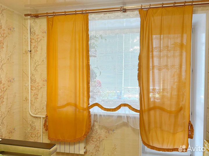 Шторы и тюль в комплекте на кухню Бронь