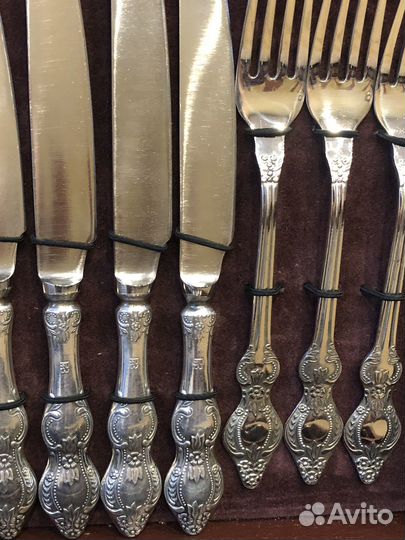 Набор столовых приборов мельхиор Уральская Троянда
