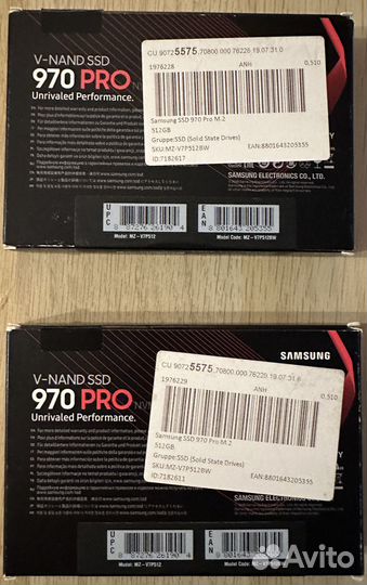 SSD накопитель Samsung 970 PRO NVMe M.2 SSD 512гб