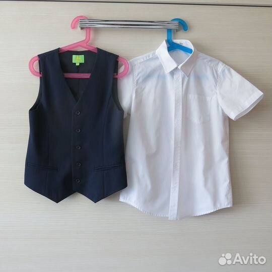 Школьная форма жилет + рубашка р.134