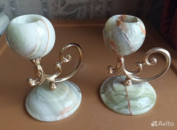 Оникс. Подсвечник с ручкой. Винтаж