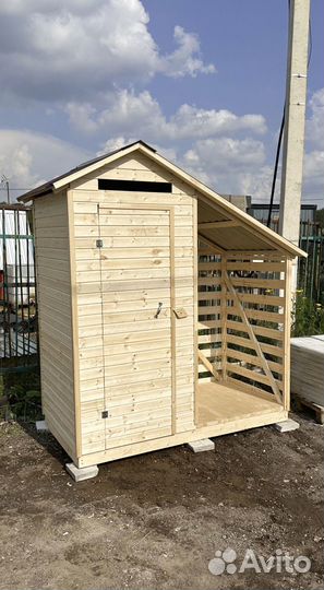 Туалет с дровником двускатный доставка