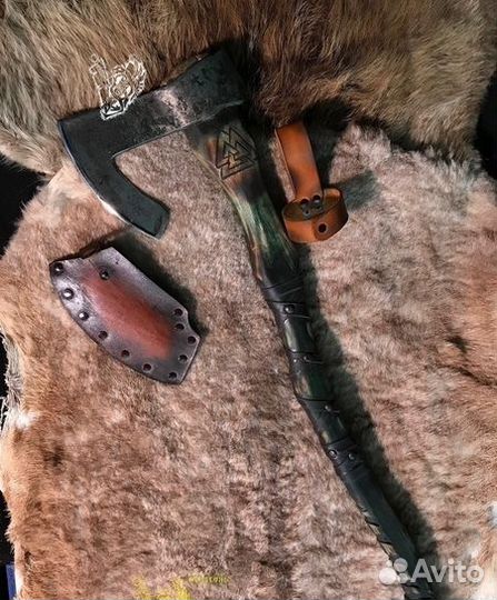 Славянский рунный топор Викинг Змей подарок