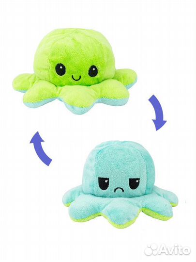 Осьминог перевертыш, двусторонняя мягкая игрушка