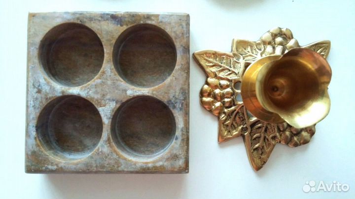 Подсвечник латунь и стеатит