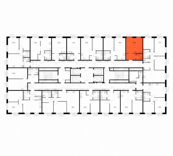 Квартира-студия, 26,9 м², 23/25 эт.