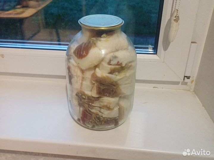Сало соленое домашние в банке 2.5кг