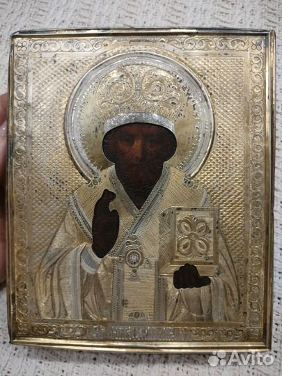Икона Николай Чудотворец серебро 84 проба