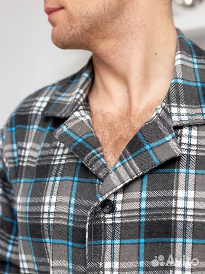 Пижама мужская фланелевая серая