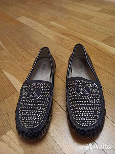 Туфли для девочки синие кожаные 32 размер keddo