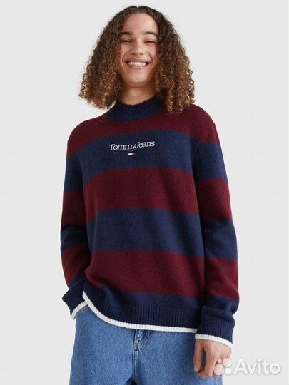 Свитер Tommy Jeans Relaxed Fit Logo Stripe Deep Ro