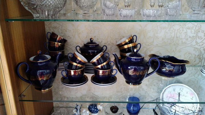 Сахарница и чайник Лфз. Кобальт