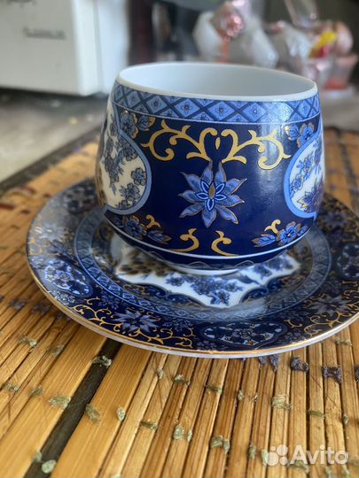 Чашка с блюдцем костяной фарфор Япония