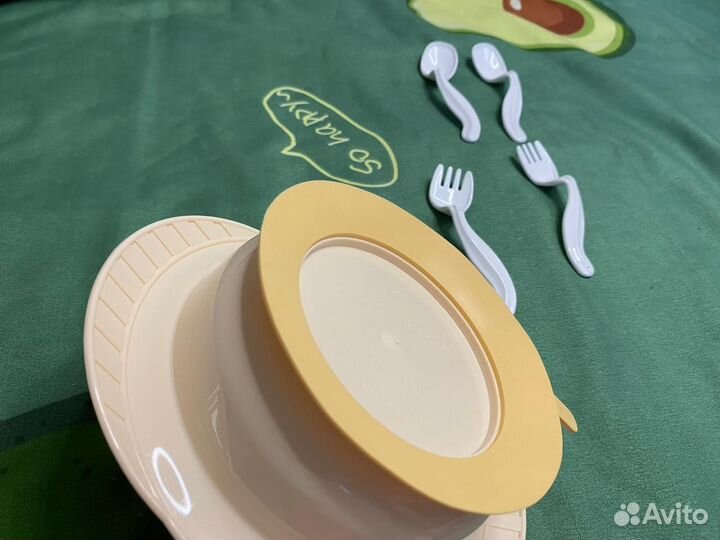 Тарелка детская с набором вилок и ложек Giraffix