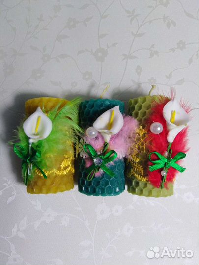 Свечи из вощины, свечи в кокосе, ручная работа