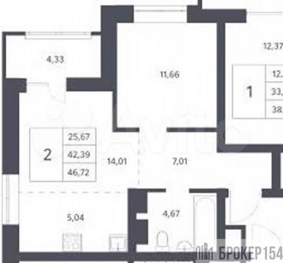 1-к. квартира, 42,4 м², 8/21 эт.
