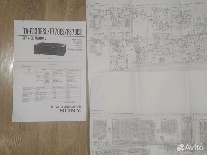 Сервис мануал усилителей sony TA f333esl/F770ES