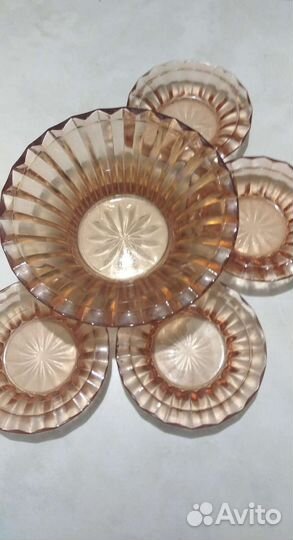 Ваза и розетки под варенье цветное стекло СССР