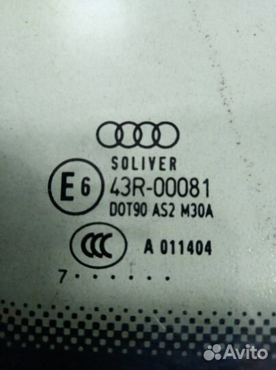 Стекло кузовное глухое левое Audi A6 C6 2005-2011
