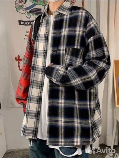 Рубашка пэчворк унисекс оверсайз