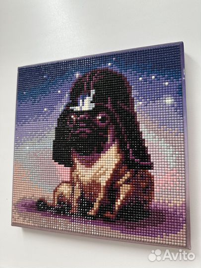 Готовая плмазная мозаика мопс дарт вейдер