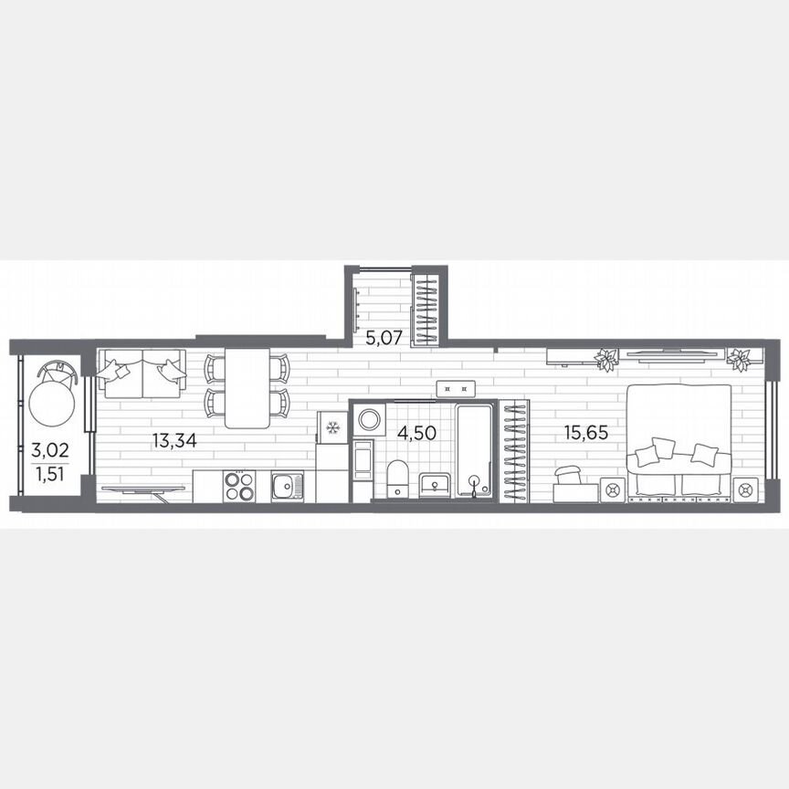 1-к. квартира, 40,1 м², 5/5 эт.