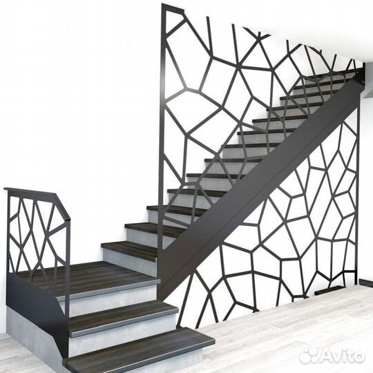 Лестница на металлическом каркасе дизайн 4073